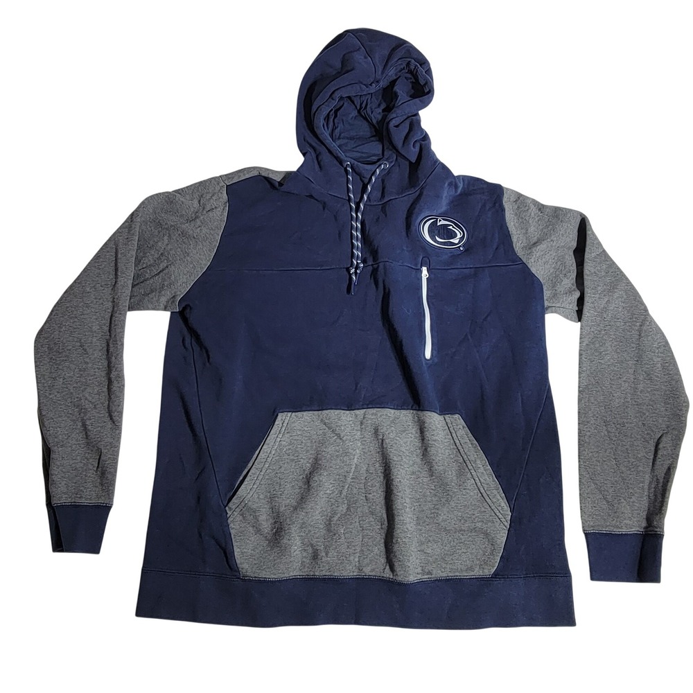 Nike Penn State Nittany Lions Hoodie Mens 2XL Navy Gray Colorblock Zip Pocket